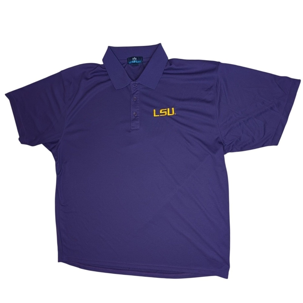 Vansport Polo Shirt Mens 2XL Purple LSU Tigers Gameday Short Sleeve NCAA